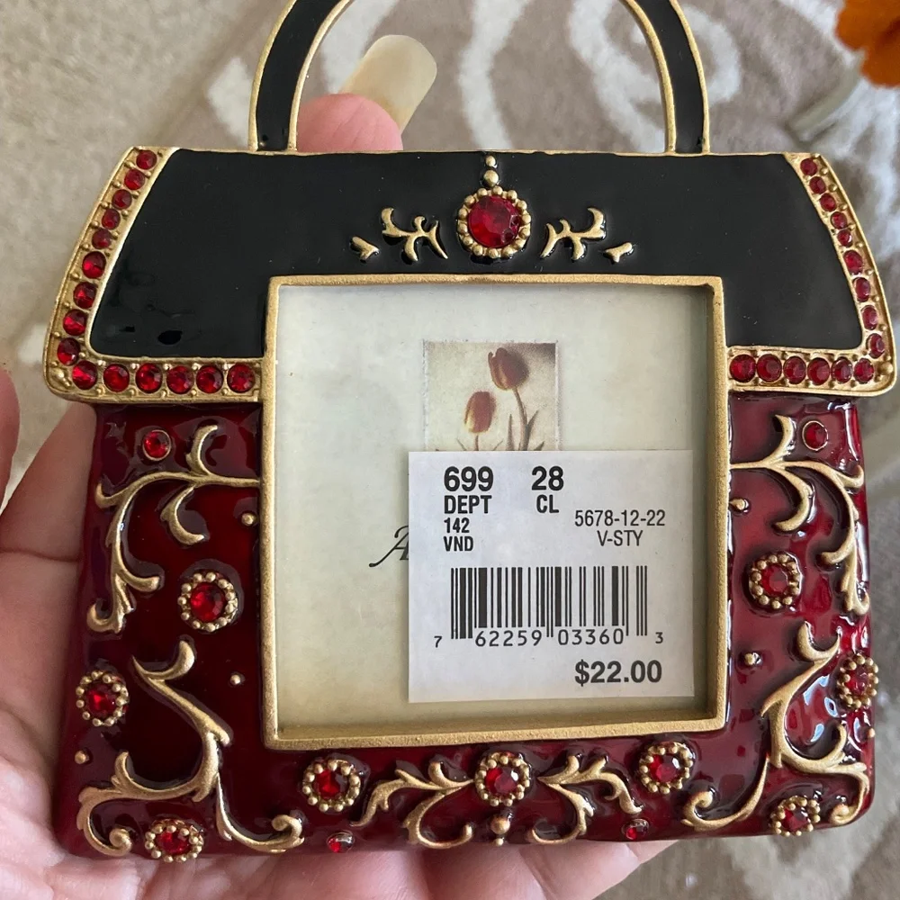 Lovely Ashleigh Manor Red Jeweled Purse Picture Frame NWT